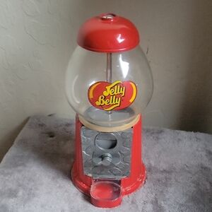 Vintage Jelly Belly Red Gumball Machine, Glass And Metal, Old-school Quality